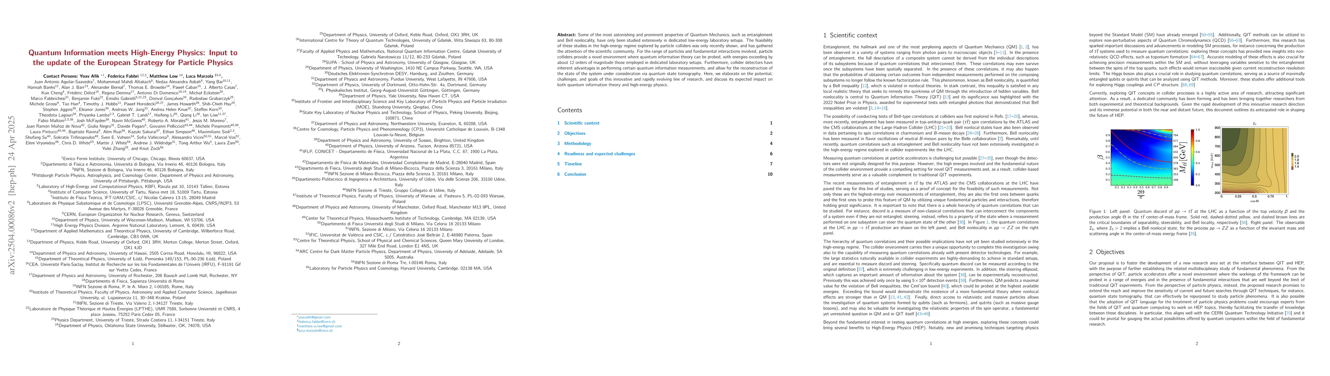 Thumbnail for Quantum Information meets High-Energy Physics: Input to the update of
  the European Strategy for Particle Physics