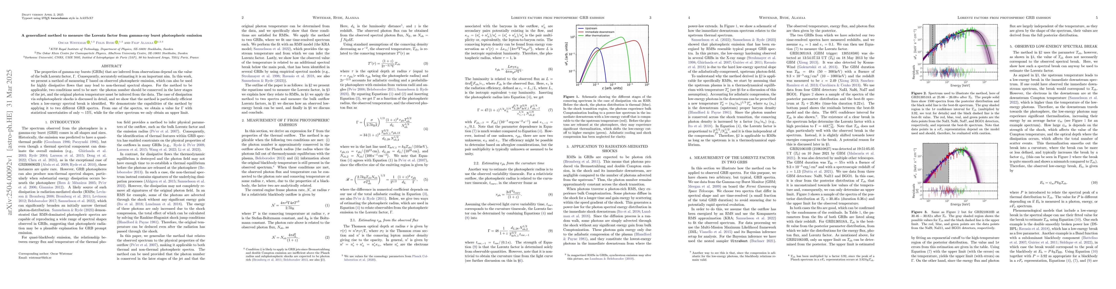 Thumbnail for A generalized method to measure the Lorentz factor from gamma-ray burst
  photospheric emission