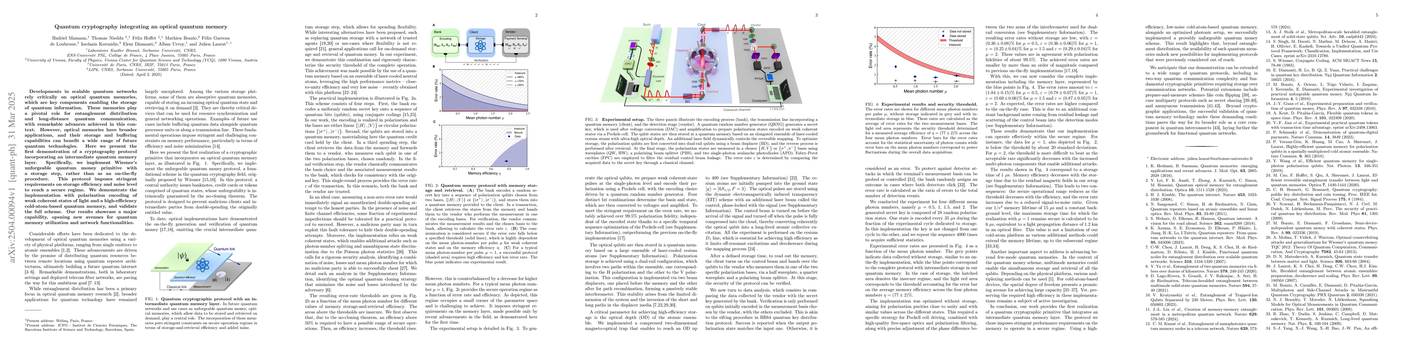 Thumbnail for Quantum cryptography integrating an optical quantum memory