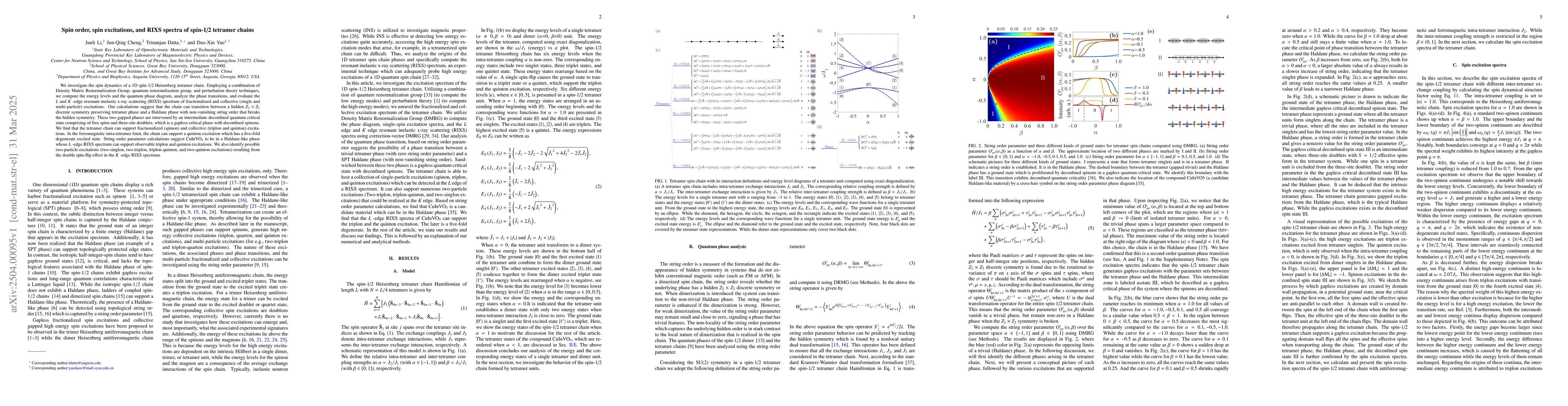 Thumbnail for Spin order, spin excitations, and RIXS spectra of spin-1/2 tetramer
  chains