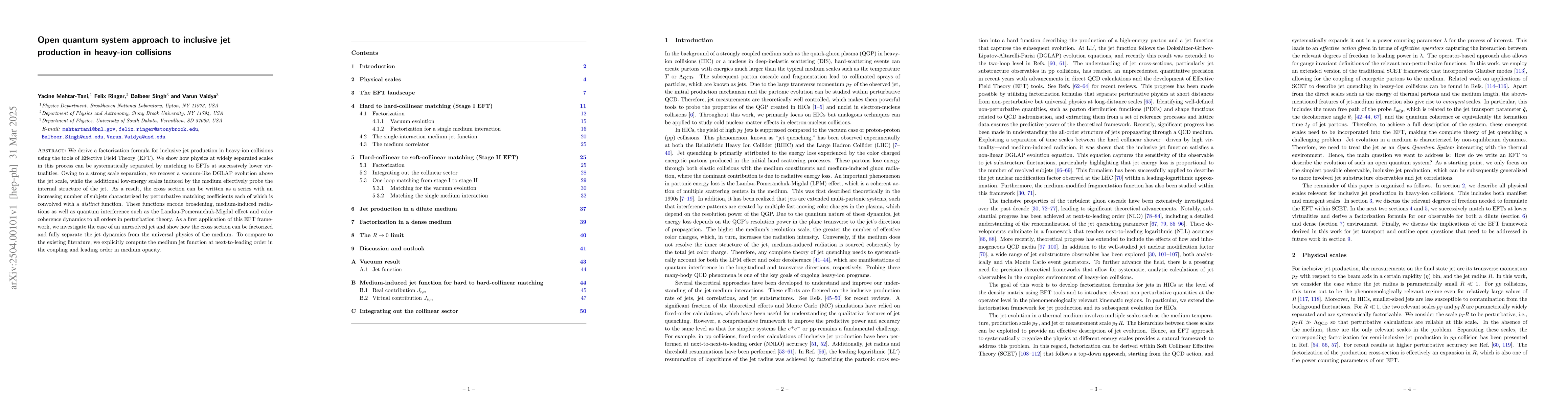 Thumbnail for Open quantum system approach to inclusive jet production in heavy-ion
  collisions