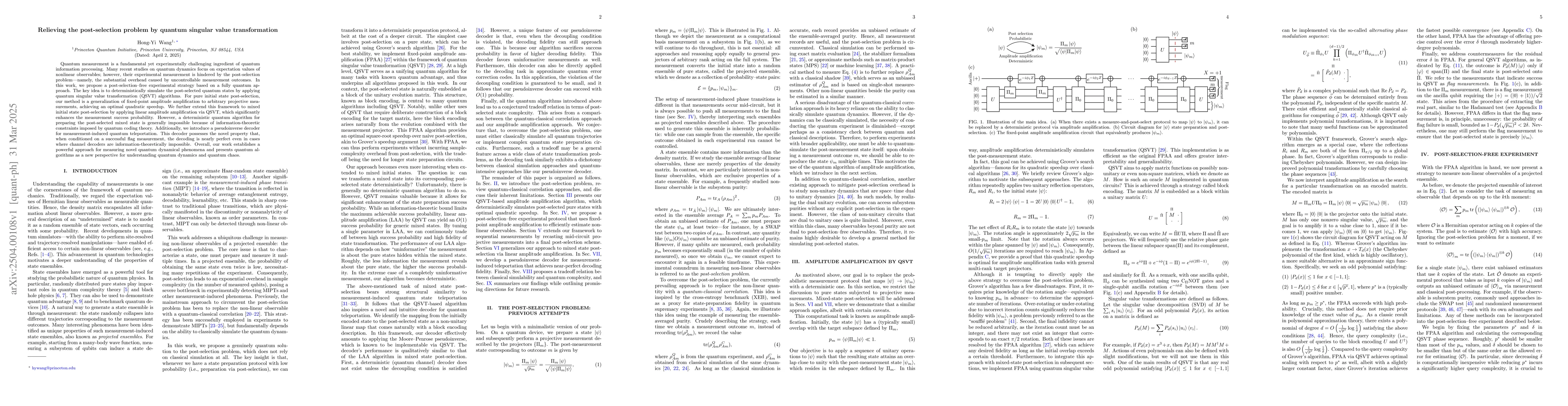 Thumbnail for Relieving the post-selection problem by quantum singular value
  transformation