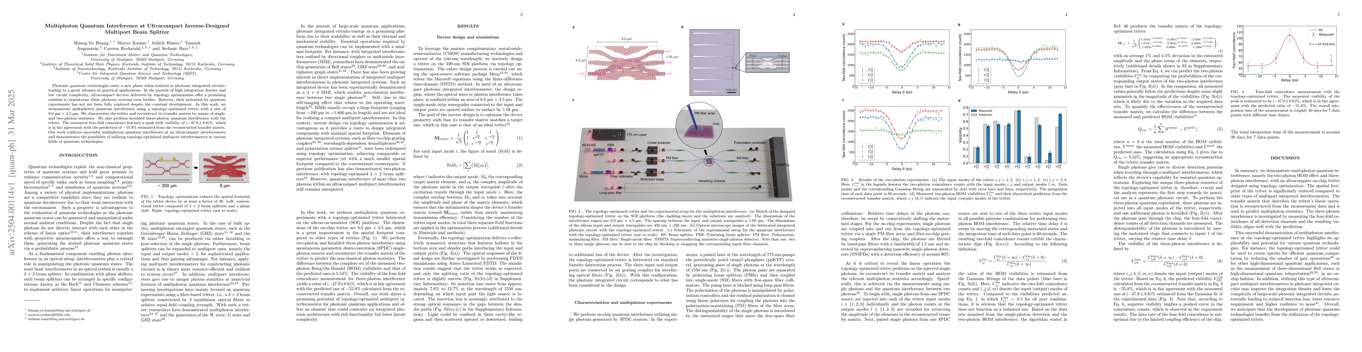 Thumbnail for Multiphoton Quantum Interference at Ultracompact Inverse-Designed
  Multiport Beam Splitter