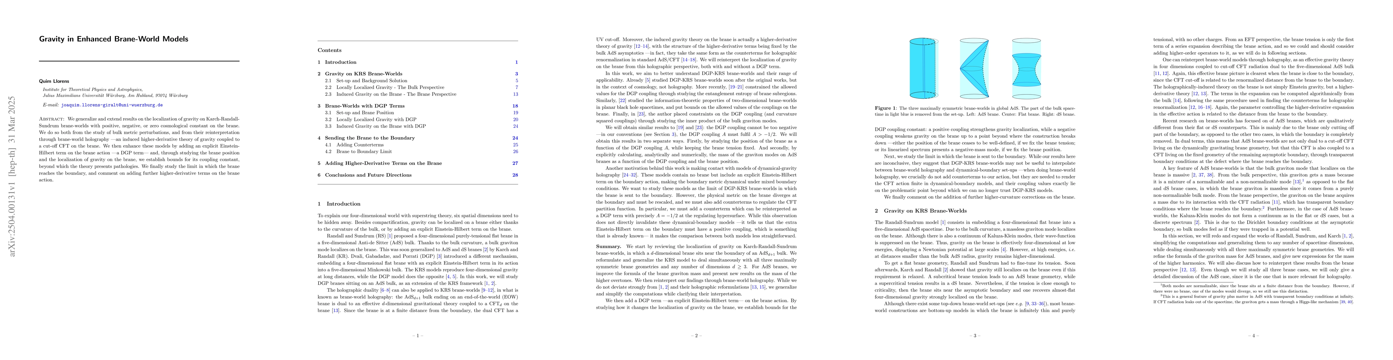 Thumbnail for Gravity in Enhanced Brane-World Models