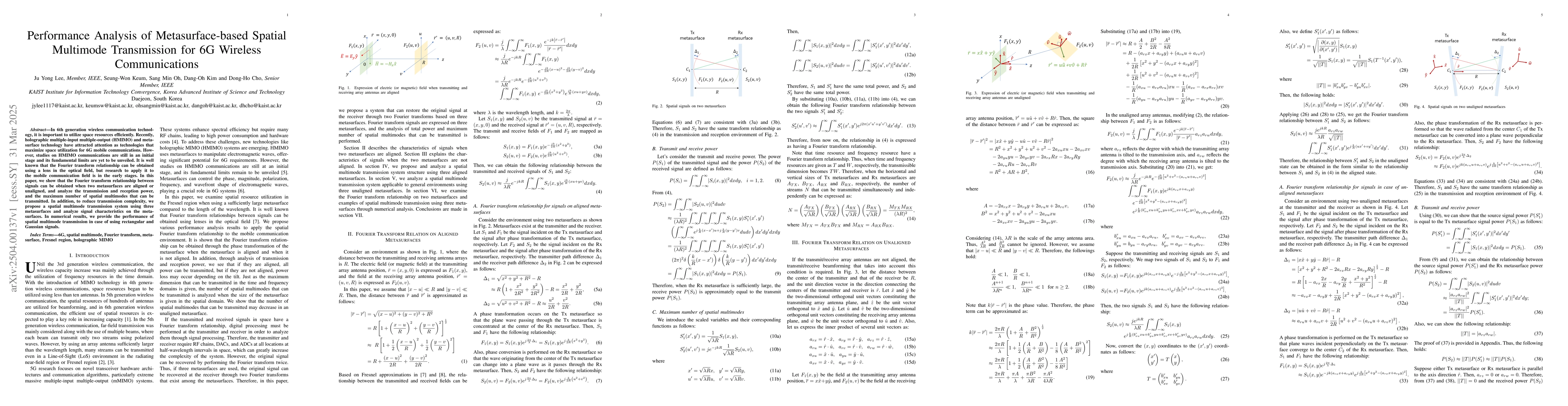 Thumbnail for Performance analysis of metasurface-based spatial multimode transmission
  for 6G wireless communications