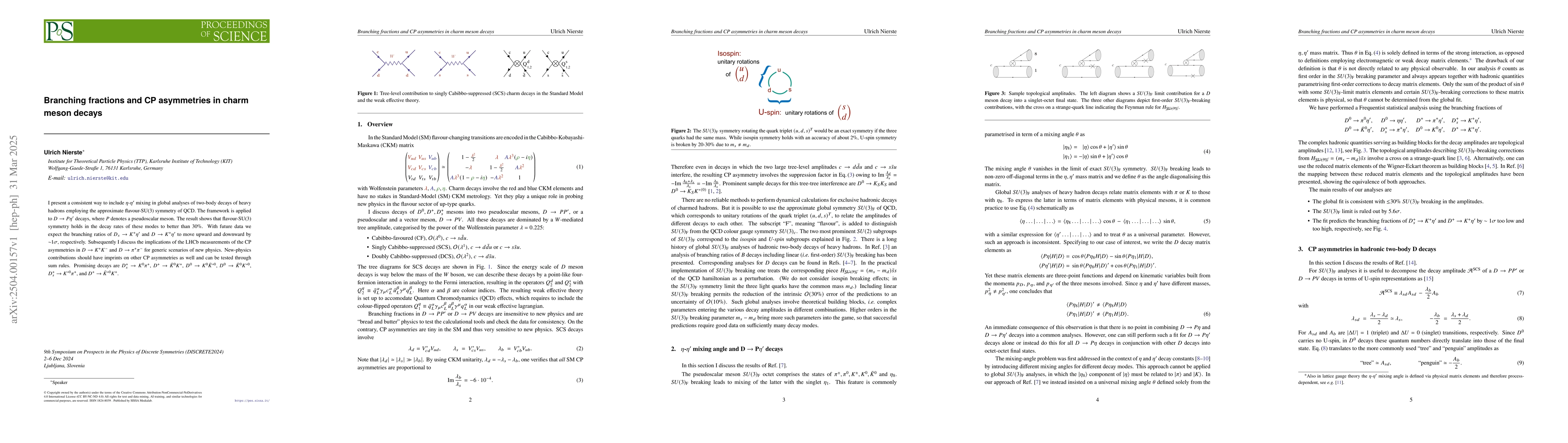Thumbnail for Branching fractions and CP asymmetries in charm meson decays