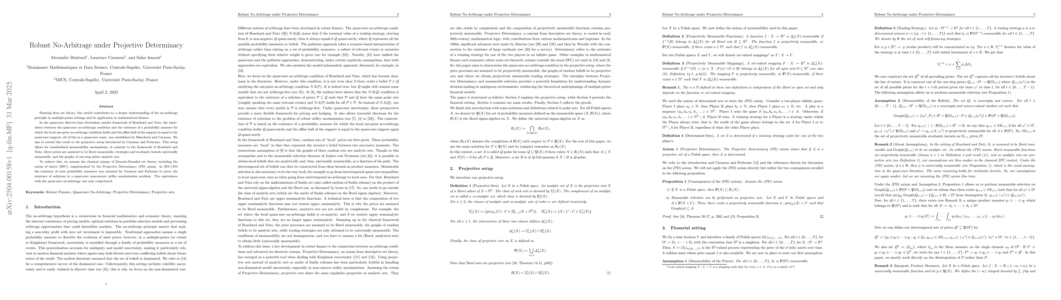 Thumbnail for Robust No-Arbitrage under Projective Determinacy
