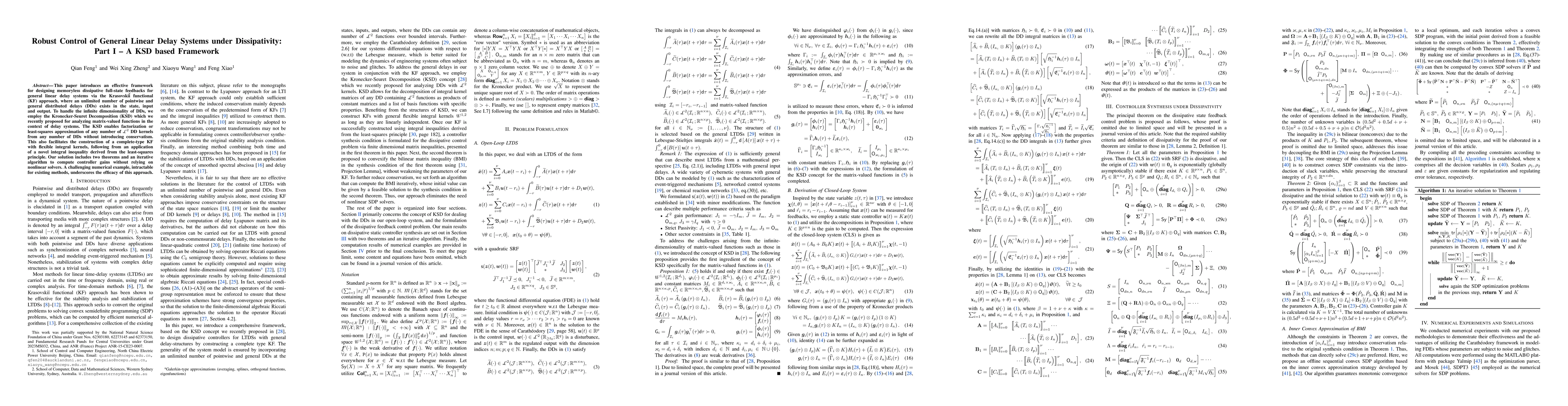 Thumbnail for Robust Control of General Linear Delay Systems under Dissipativity: Part
  I -- A KSD based Framework