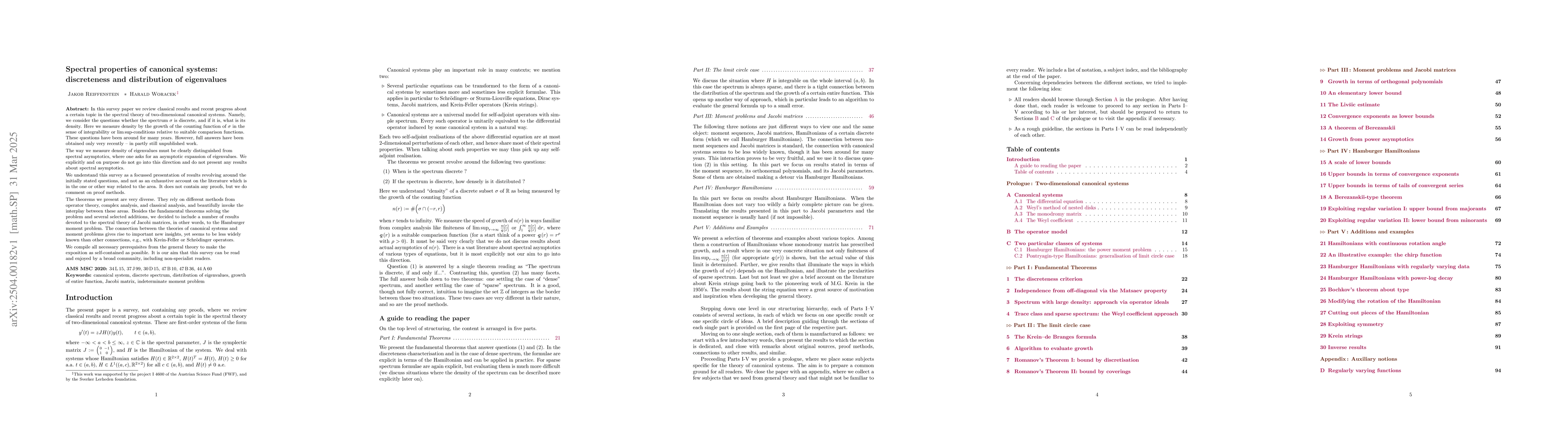 Thumbnail for Spectral properties of canonical systems: discreteness and distribution
  of eigenvalues