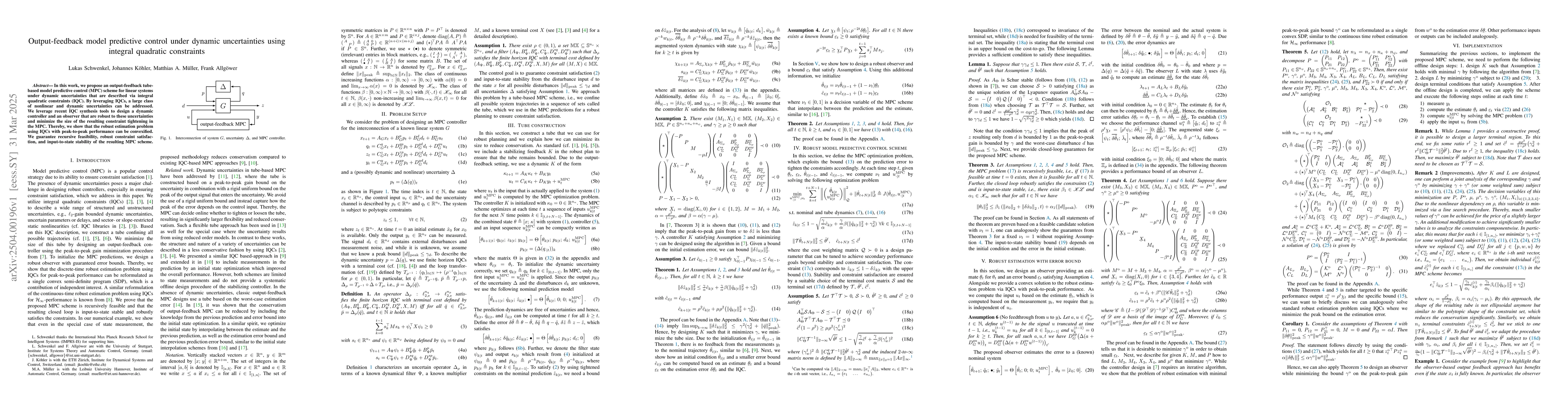 Thumbnail for Output-feedback model predictive control under dynamic uncertainties
  using integral quadratic constraints