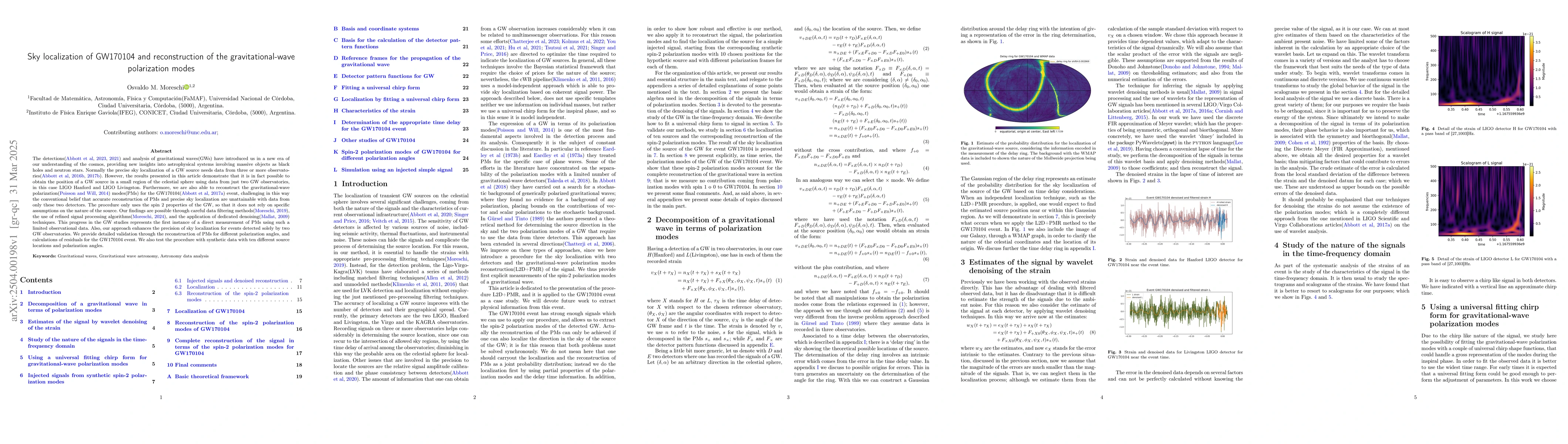 Thumbnail for Sky localization of GW170104 and reconstruction of the
  gravitational-wave polarization modes