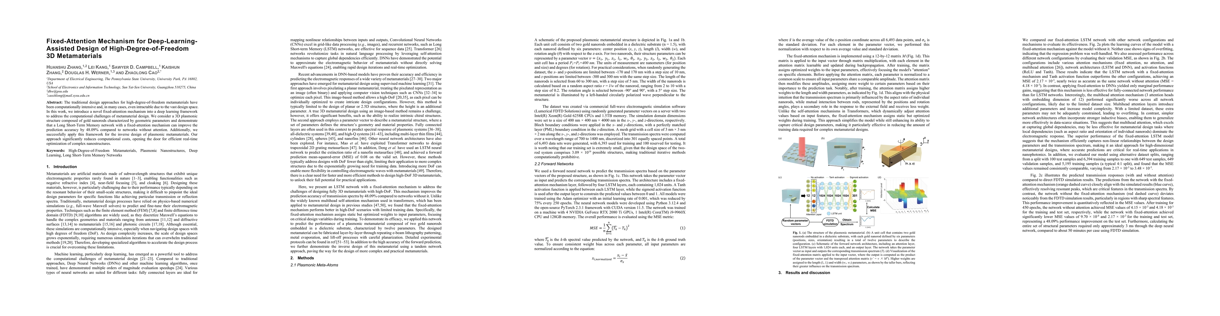 Thumbnail for Fixed-Attention Mechanism for Deep-Learning-Assisted Design of
  High-Degree-of-Freedom 3D Metamaterials