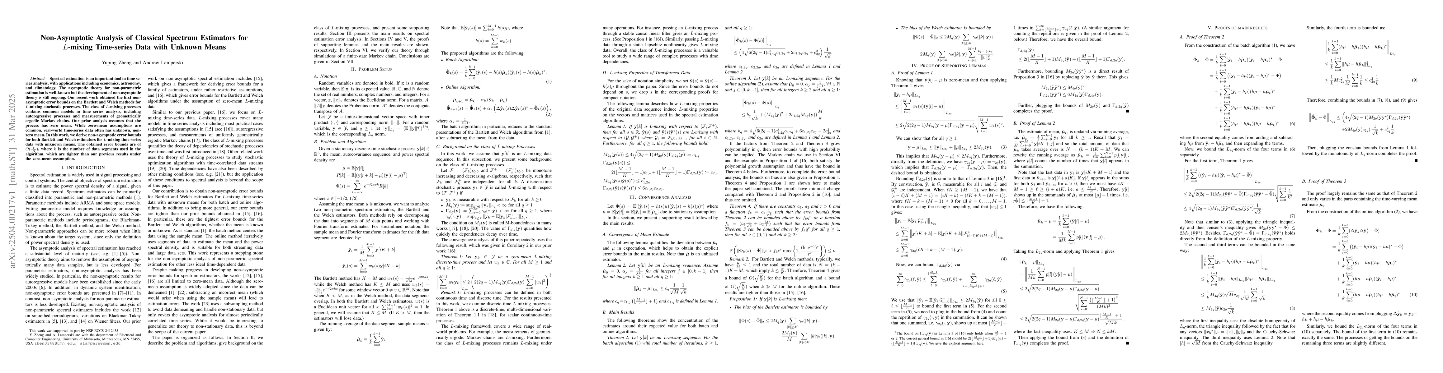 Thumbnail for Non-Asymptotic Analysis of Classical Spectrum Estimators for $L$-mixing
  Time-series Data with Unknown Means