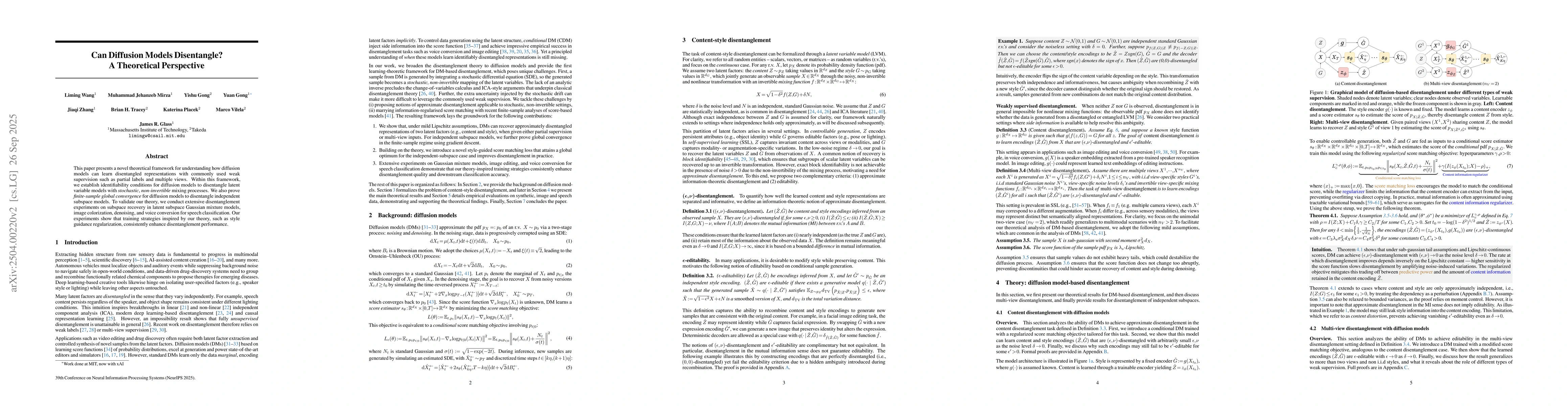 Thumbnail for Can Diffusion Models Disentangle? A Theoretical Perspective