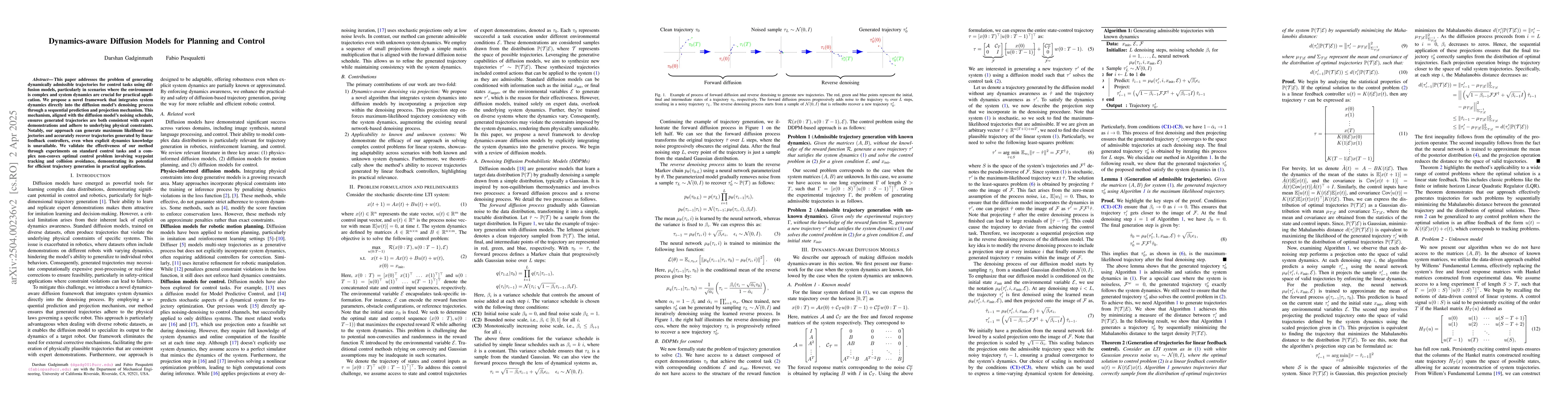 Thumbnail for Dynamics-aware Diffusion Models for Planning and Control