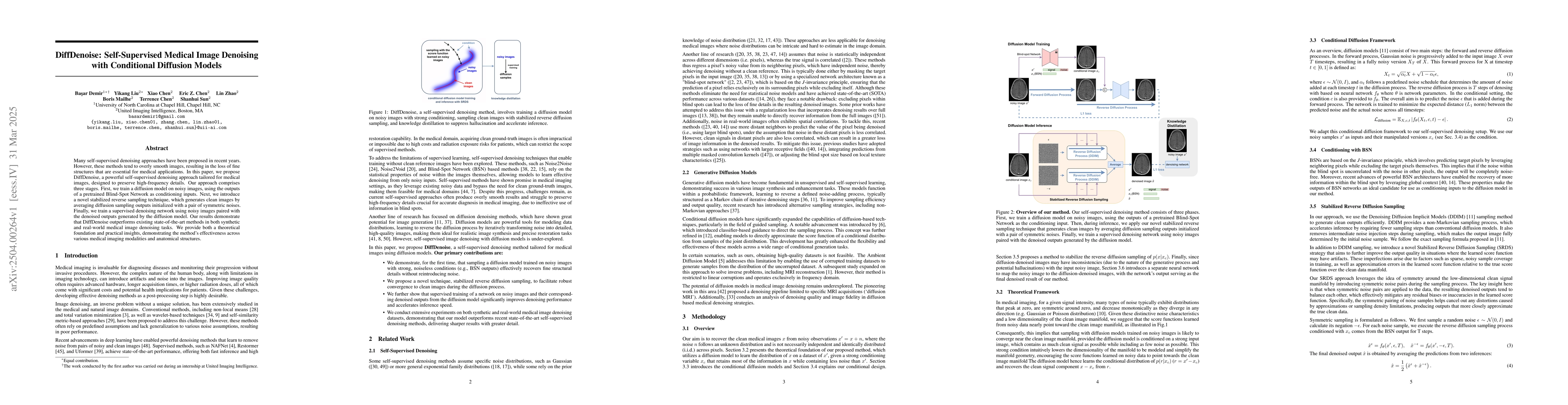 Thumbnail for DiffDenoise: Self-Supervised Medical Image Denoising with Conditional
  Diffusion Models