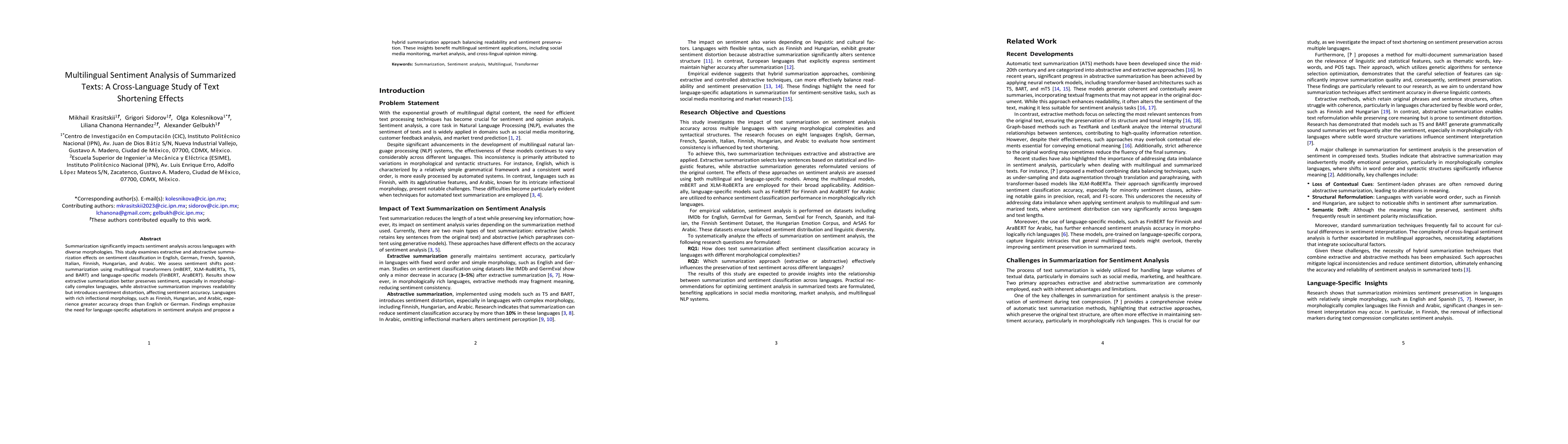 Thumbnail for Multilingual Sentiment Analysis of Summarized Texts: A Cross-Language
  Study of Text Shortening Effects