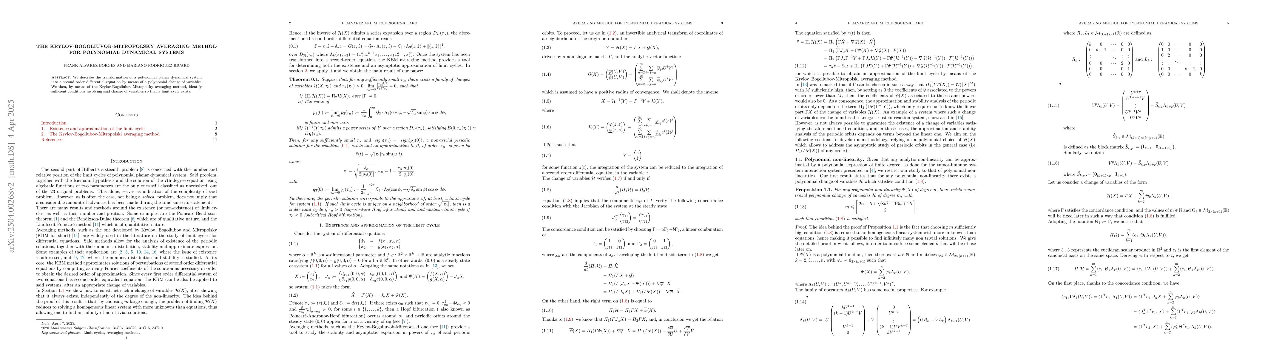 Thumbnail for The Krylov-Bogoliuvob-Mitropolsky averaging method for polynomial
  dynamical systems