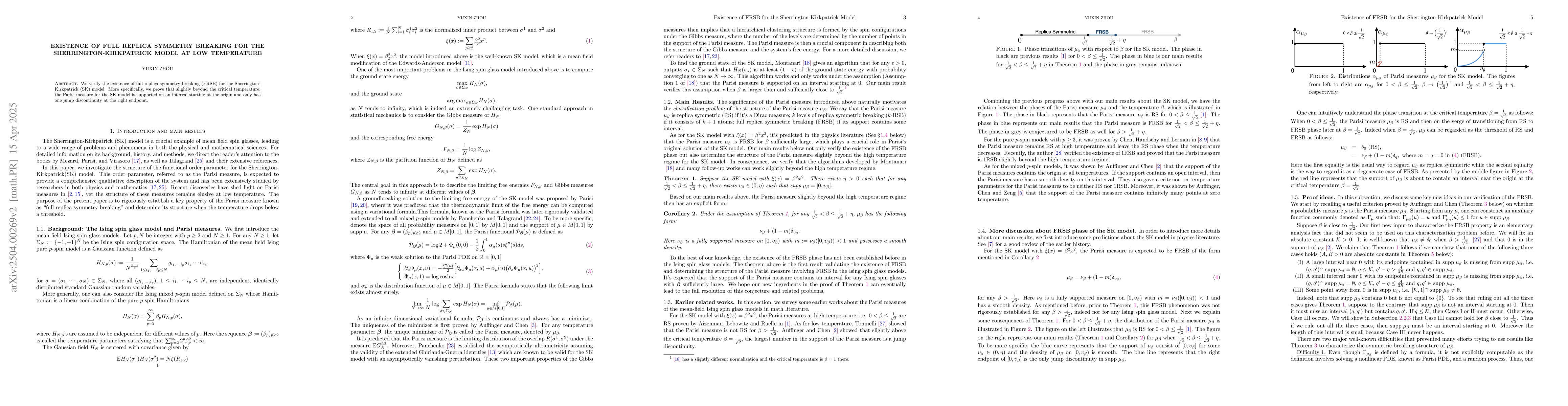 Thumbnail for Existence of Full Replica Symmetry Breaking for the
  Sherrington-Kirkpatrick Model at Low Temperature