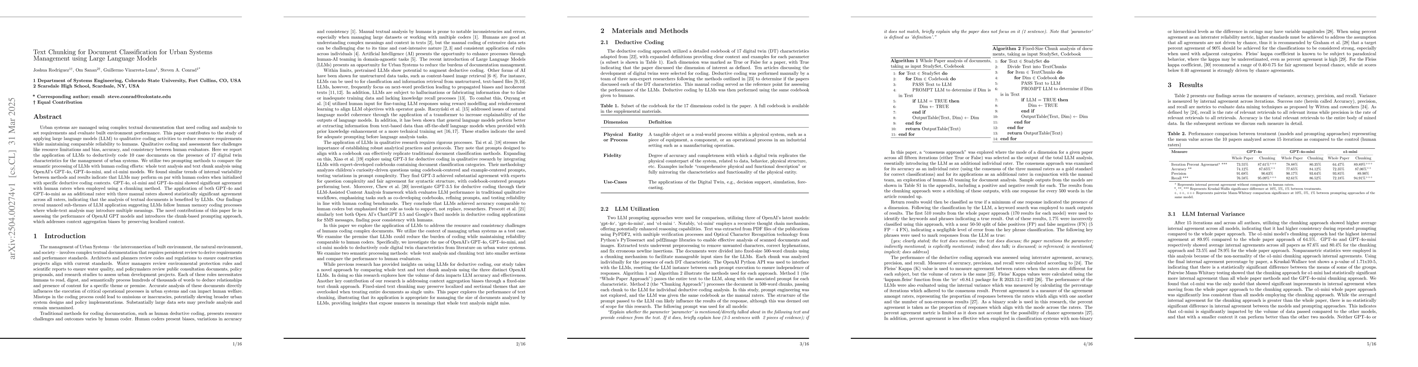Thumbnail for Text Chunking for Document Classification for Urban System Management
  using Large Language Models