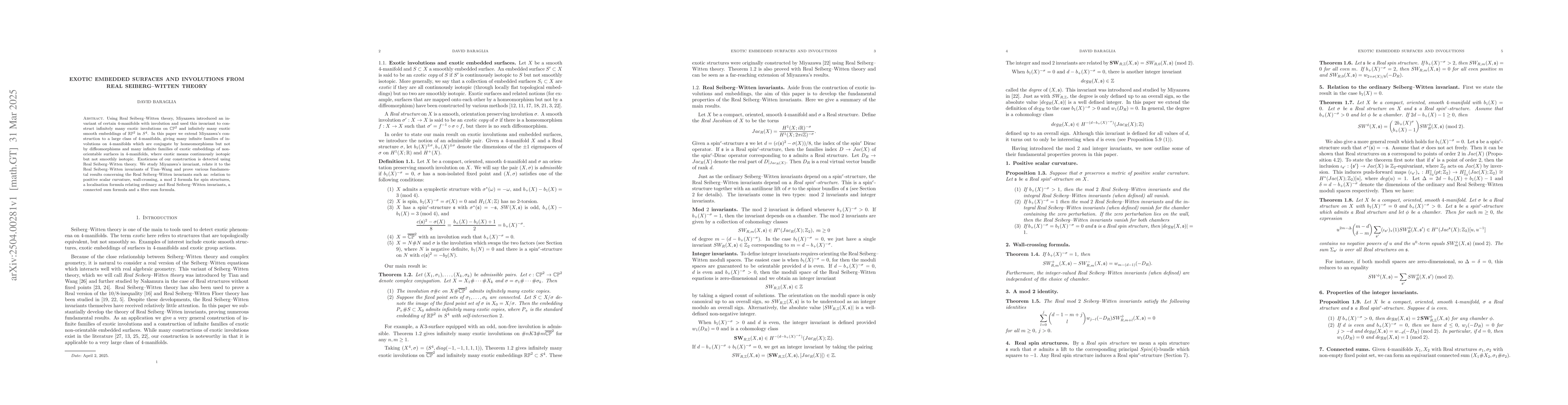 Thumbnail for Exotic embedded surfaces and involutions from Real Seiberg-Witten theory