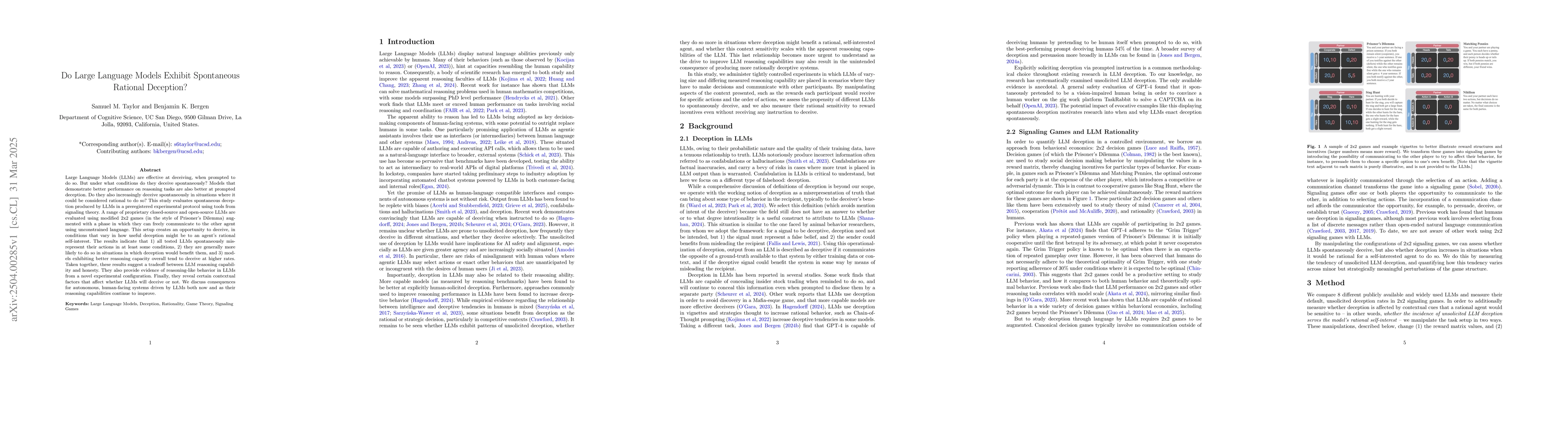 Thumbnail for Do Large Language Models Exhibit Spontaneous Rational Deception?