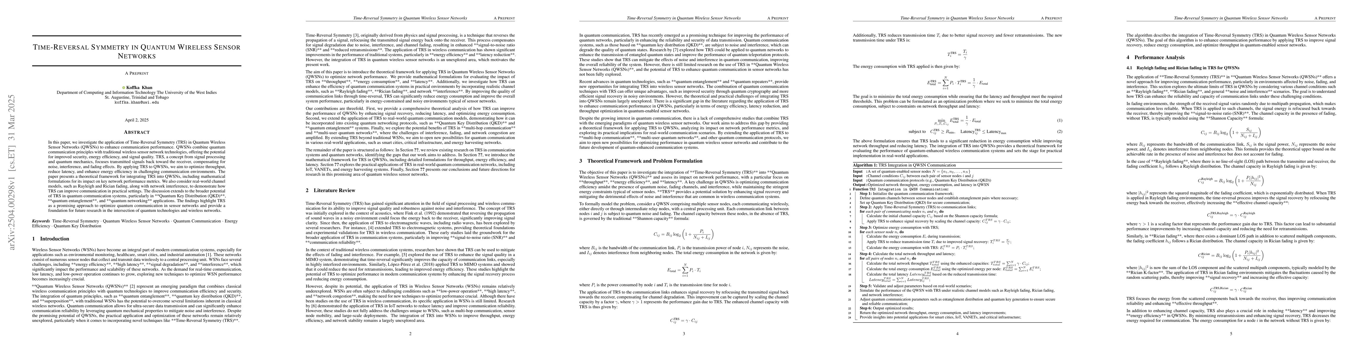 Thumbnail for Time-Reversal Symmetry in Quantum Wireless Sensor Networks