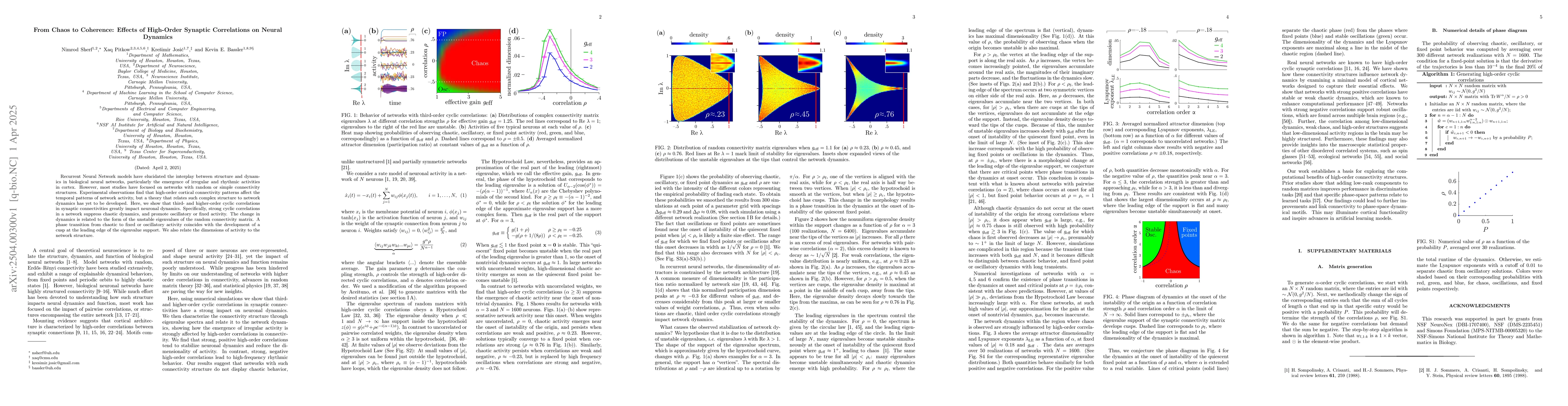 Thumbnail for From Chaos to Coherence: Effects of High-Order Synaptic Correlations on
  Neural Dynamics