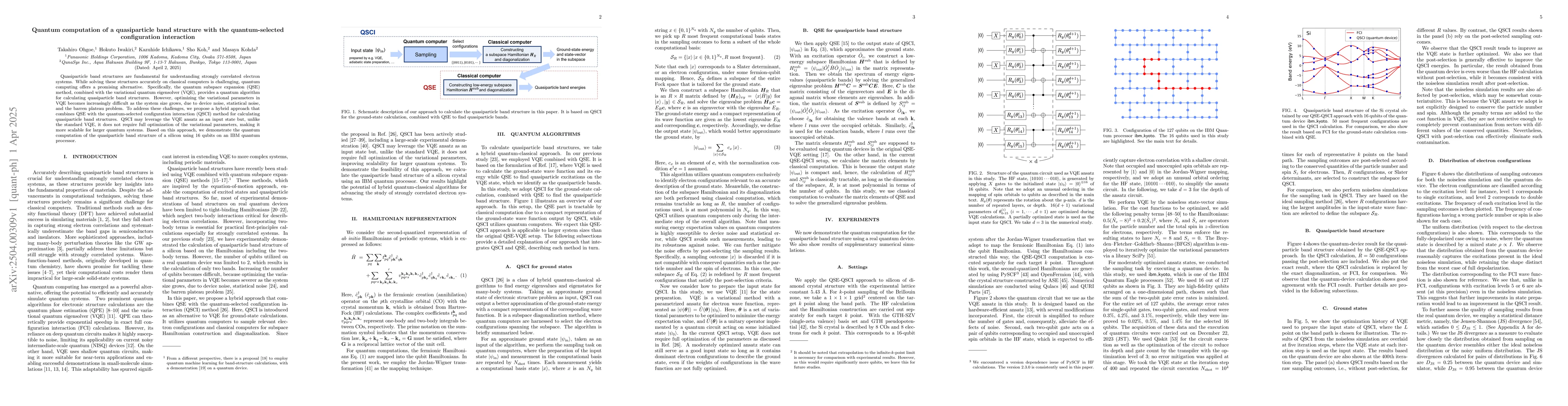 Thumbnail for Quantum computation of a quasiparticle band structure with the
  quantum-selected configuration interaction