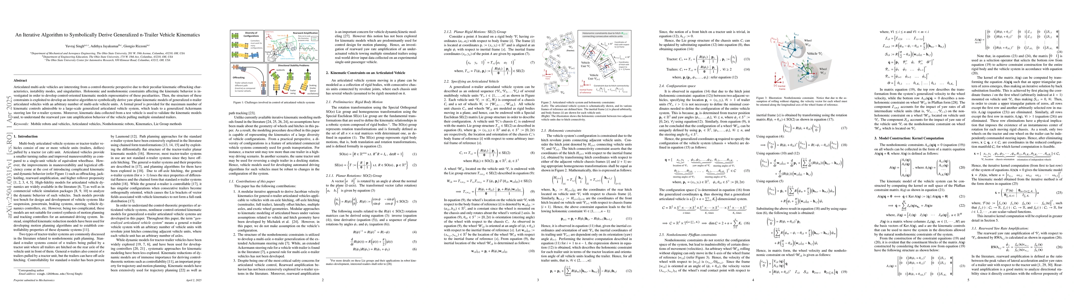 Thumbnail for An Iterative Algorithm to Symbolically Derive Generalized n-Trailer
  Vehicle Kinematics