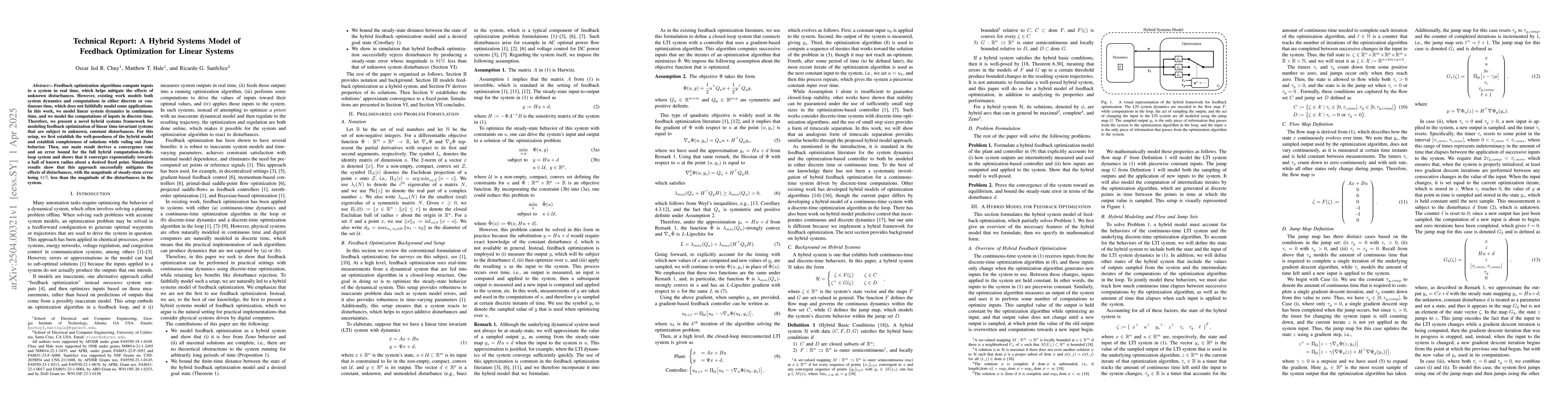 Thumbnail for A Hybrid Systems Model of Feedback Optimization for Linear Systems