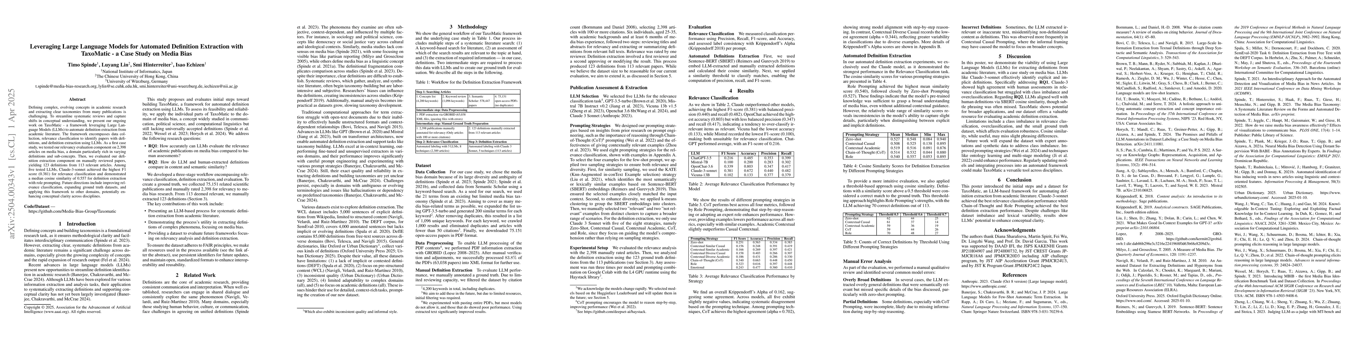 Thumbnail for Leveraging Large Language Models for Automated Definition Extraction
  with TaxoMatic A Case Study on Media Bias