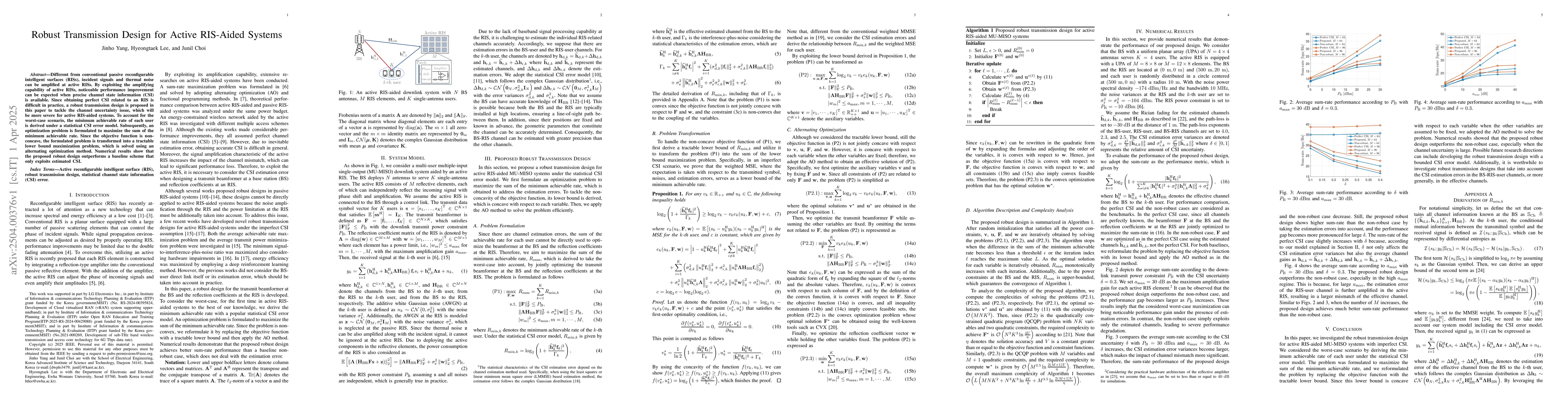 Thumbnail for Robust Transmission Design for Active RIS-Aided Systems
