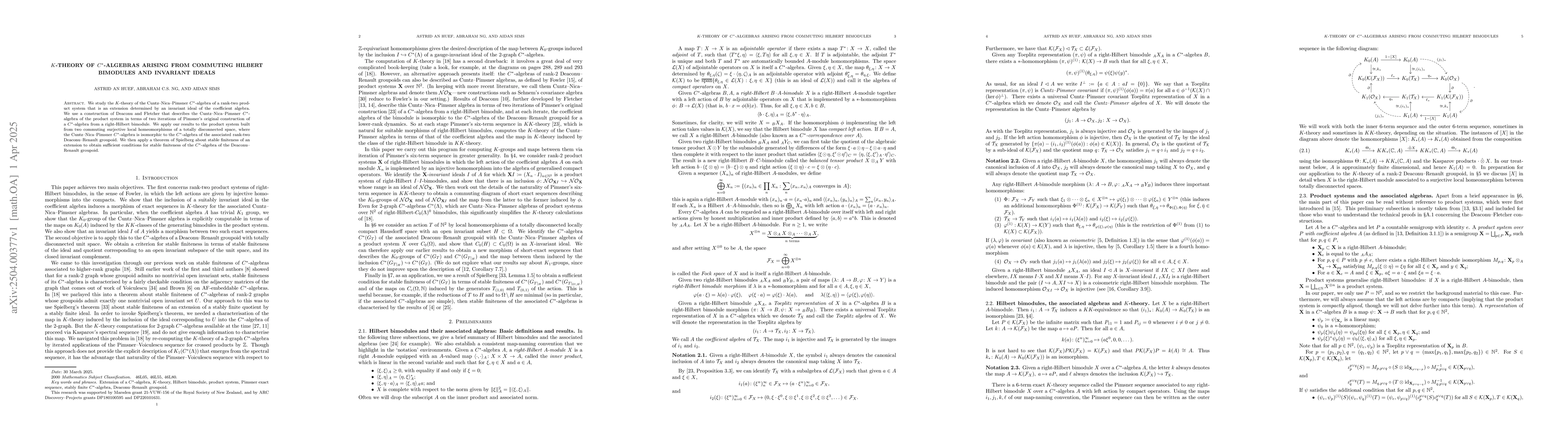 Thumbnail for K-theory of C*-algebras arising from commuting Hilbert bimodules and
  invariant ideals