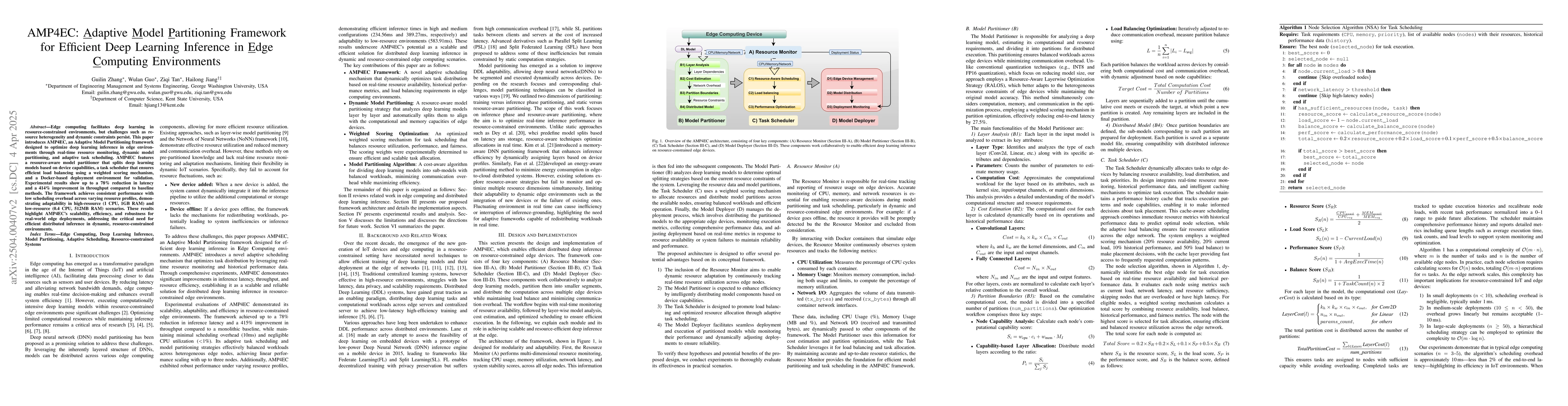 Thumbnail for AMP4EC: Adaptive Model Partitioning Framework for Efficient Deep
  Learning Inference in Edge Computing Environments