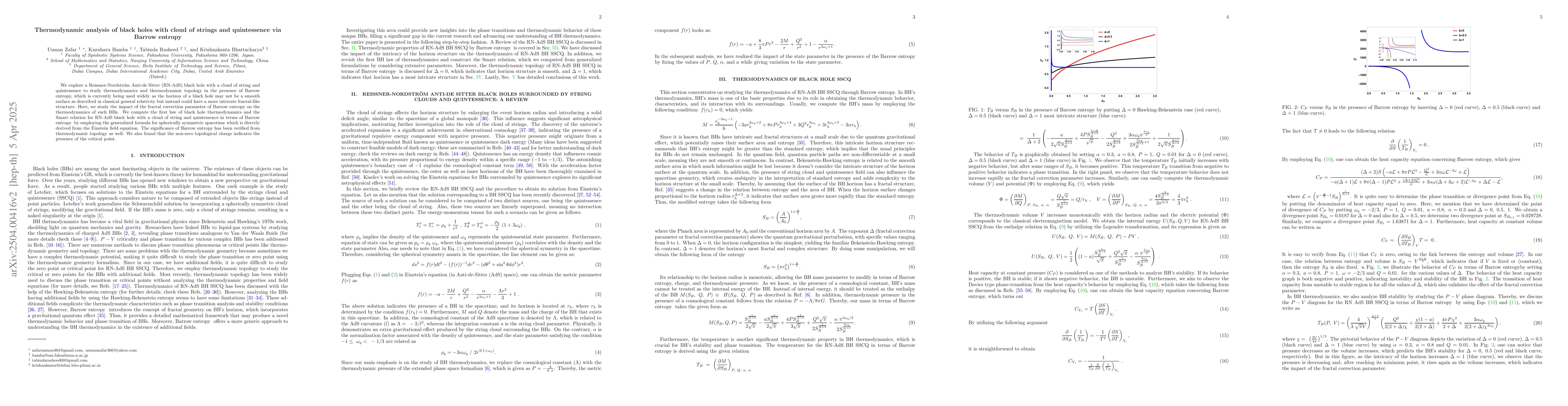 Thumbnail for Thermodynamic analysis of black holes with cloud of strings and
  quintessence via Barrow entropy