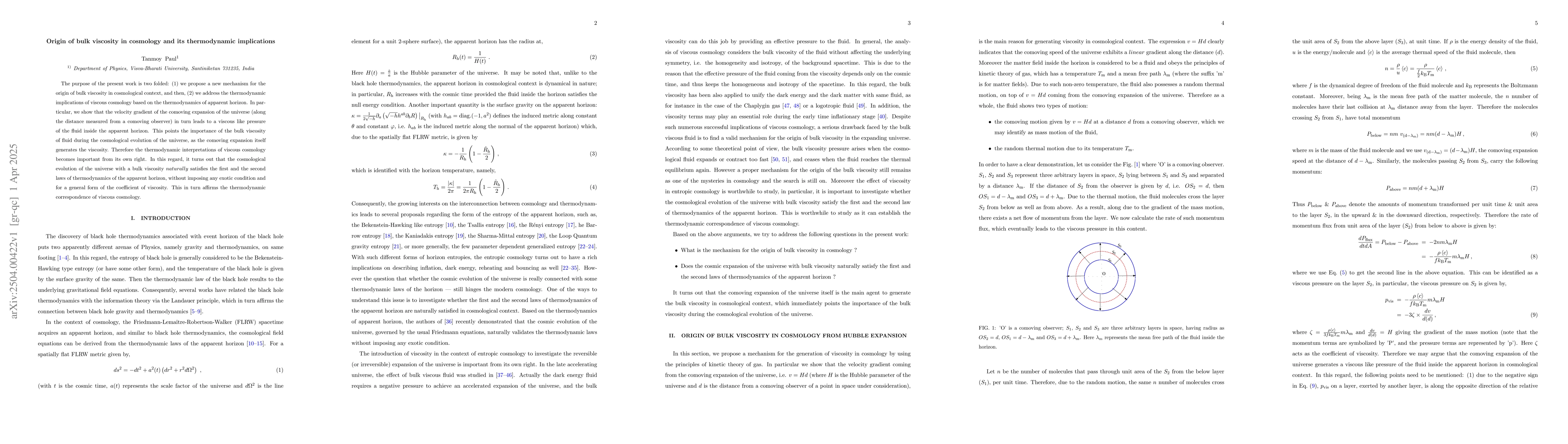 Thumbnail for Origin of bulk viscosity in cosmology and its thermodynamic implications