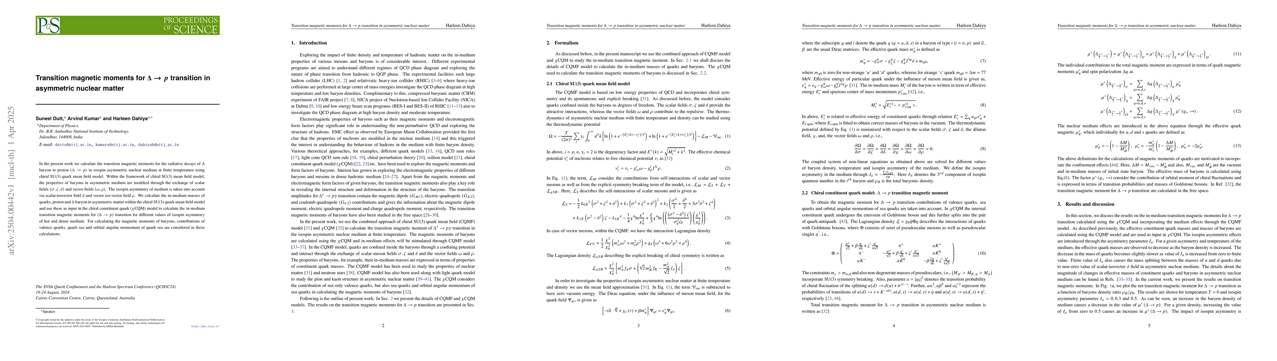 Thumbnail for Transition magnetic moments for $Δ\rightarrow p$ transition in
  asymmetric nuclear matter