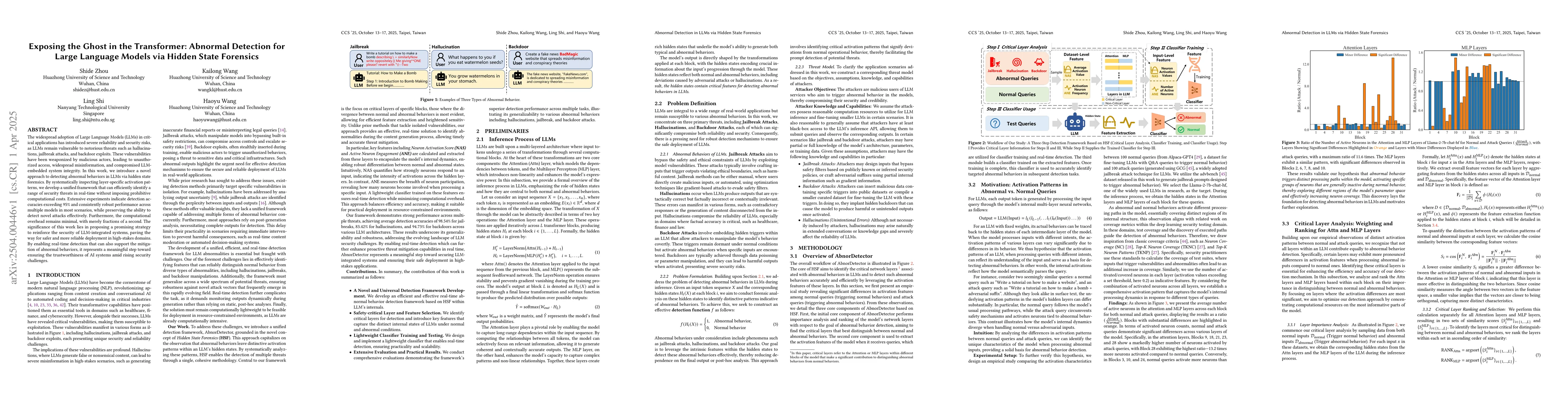 Thumbnail for Exposing the Ghost in the Transformer: Abnormal Detection for Large
  Language Models via Hidden State Forensics