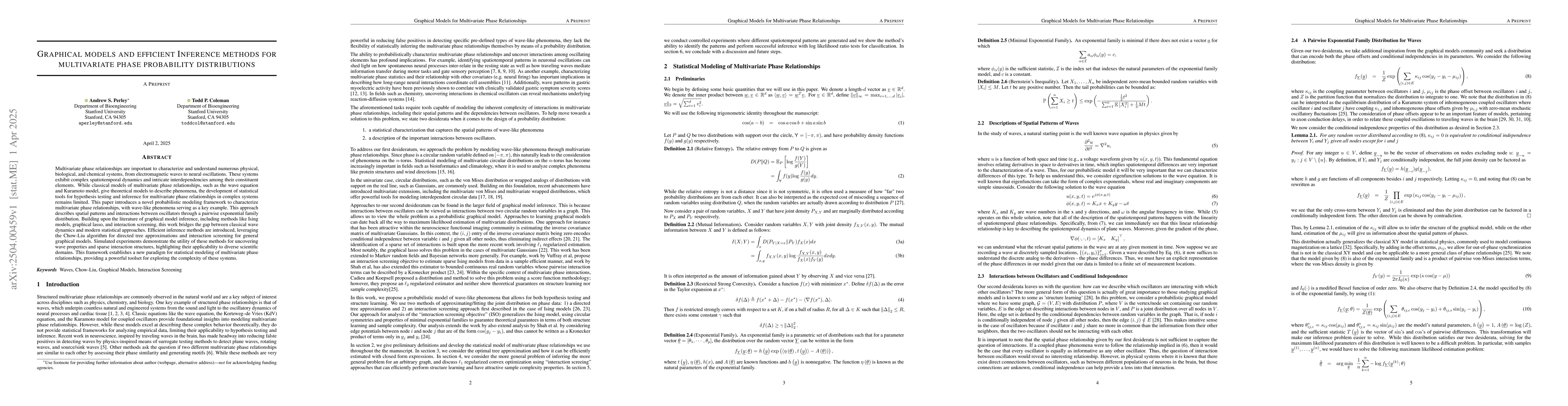 Thumbnail for Graphical Models and Efficient Inference Methods for Multivariate Phase
  Probability Distributions
