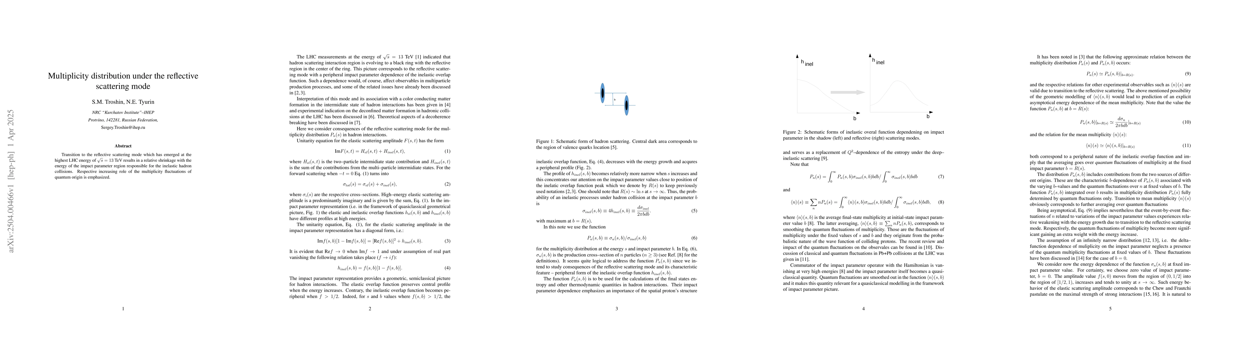 Thumbnail for Multiplicity distribution under the reflective scattering mode