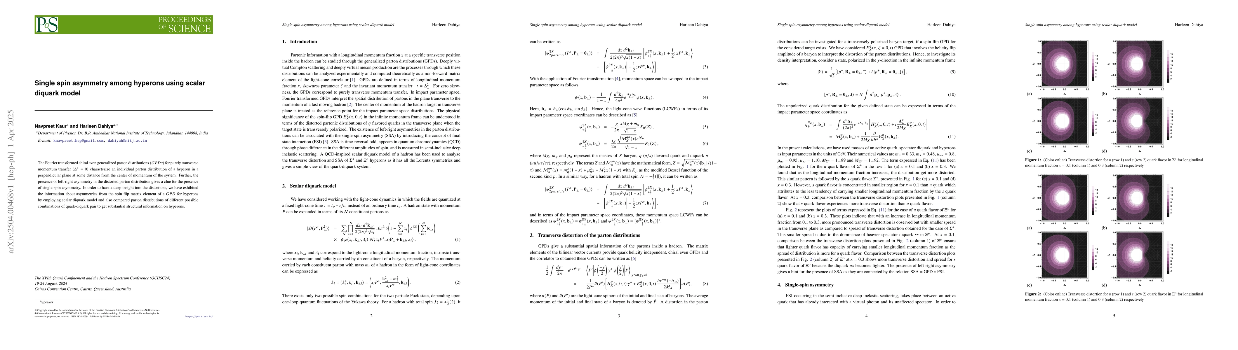 Thumbnail for Single spin asymmetry among hyperons using scalar diquark model
