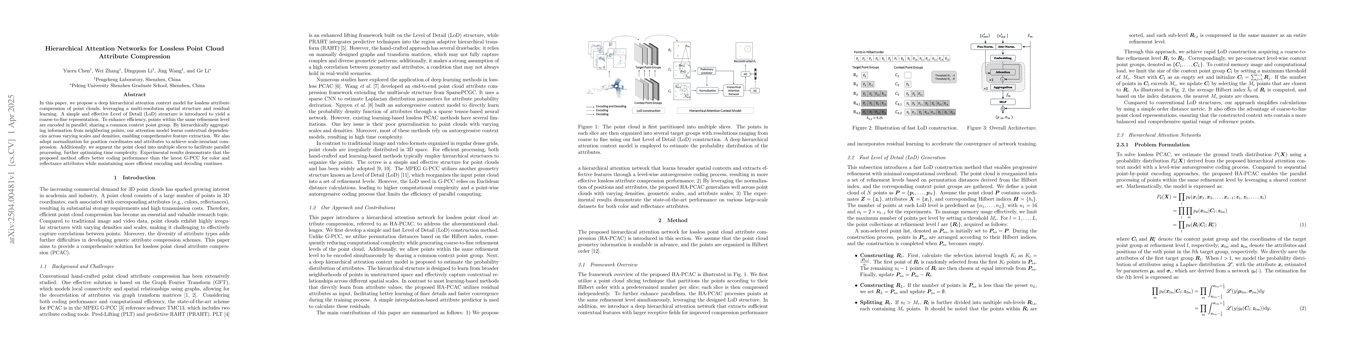 Thumbnail for Hierarchical Attention Networks for Lossless Point Cloud Attribute
  Compression