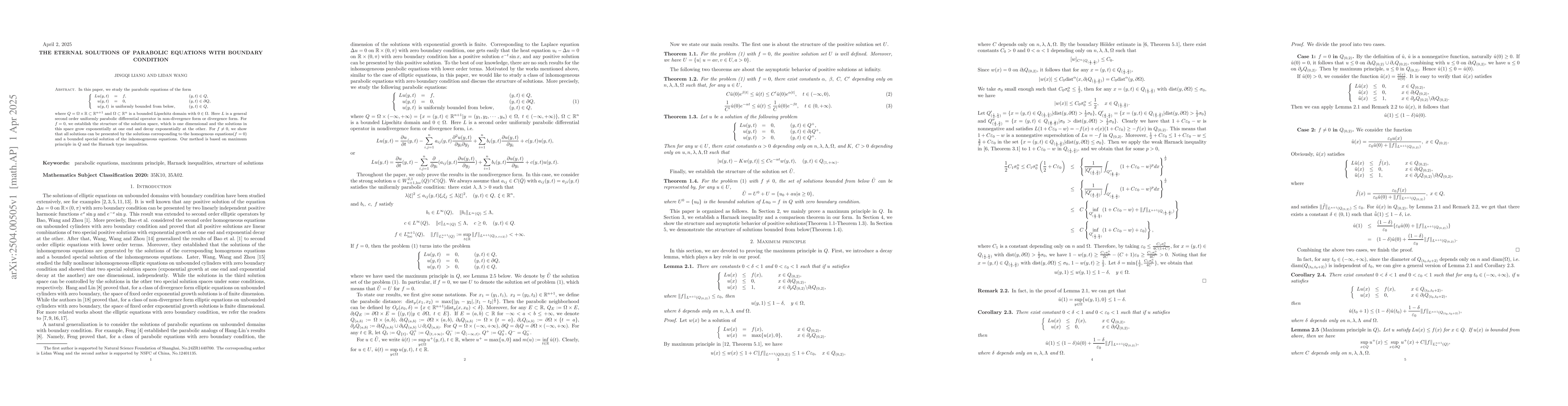 Thumbnail for The eternal solutions of parabolic equations with boundary condition