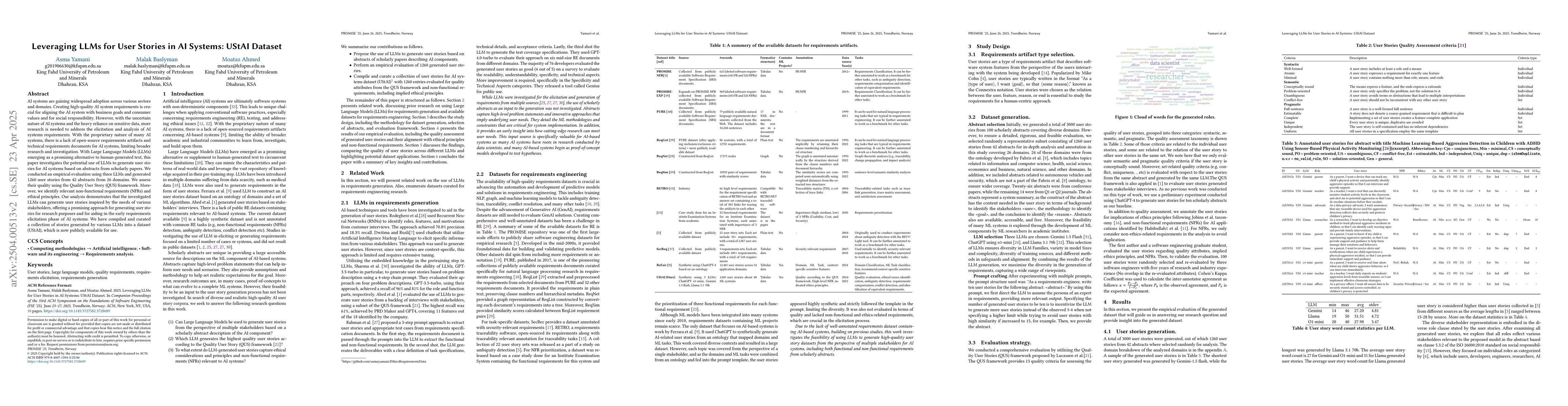 Thumbnail for Leveraging LLMs for User Stories in AI Systems: UStAI Dataset