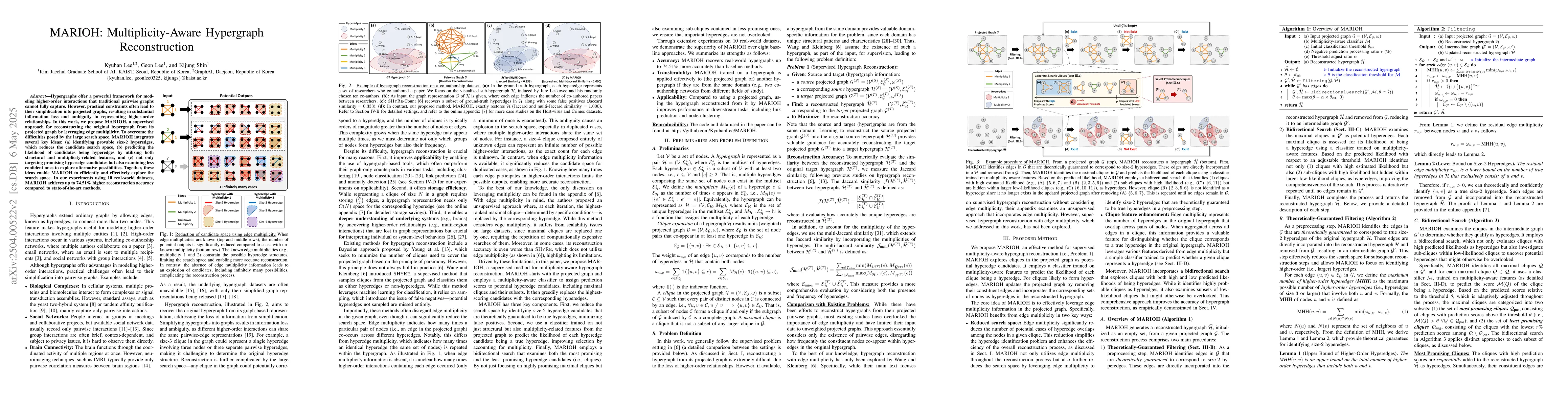 Thumbnail for MARIOH: Multiplicity-Aware Hypergraph Reconstruction