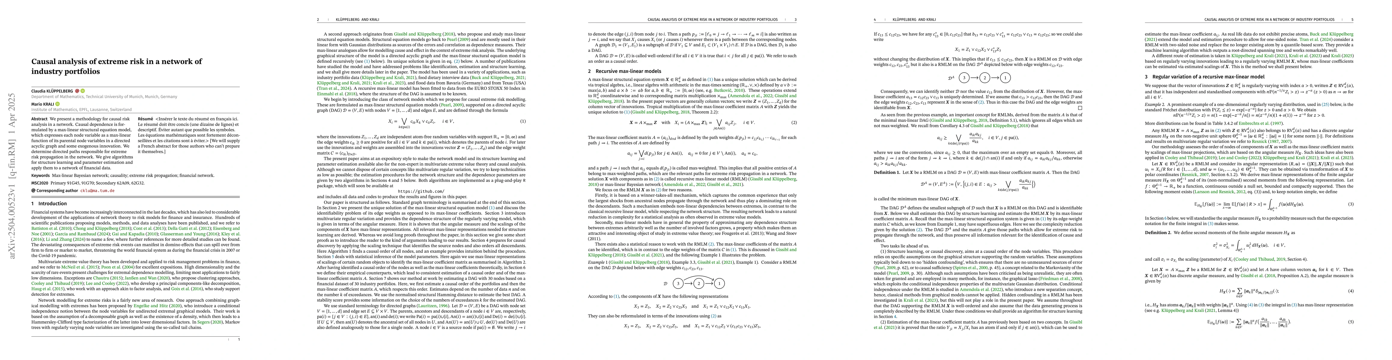 Thumbnail for Causal analysis of extreme risk in a network of industry portfolios