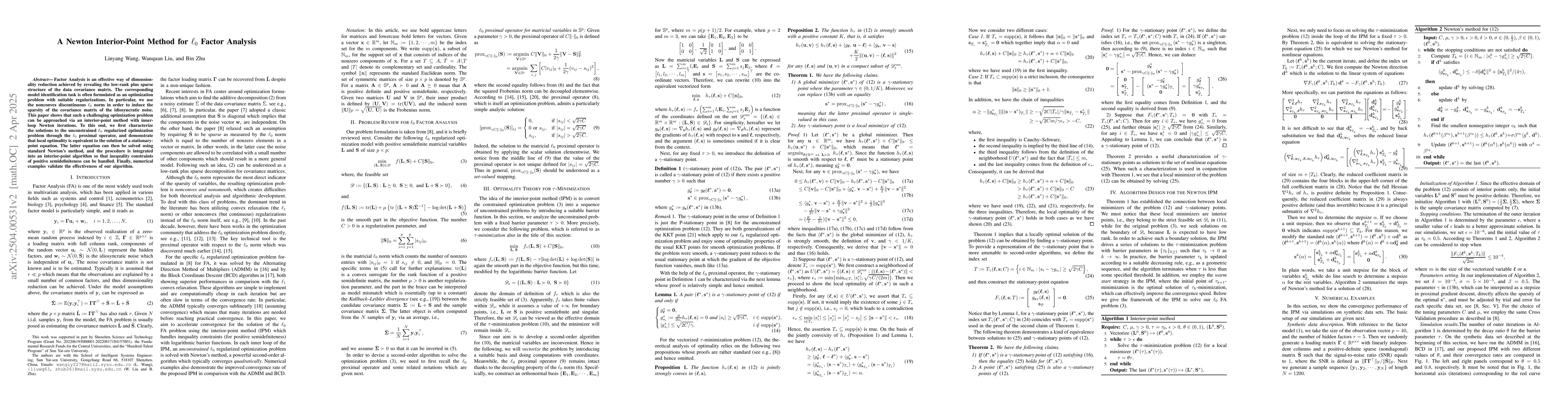 Thumbnail for A Newton Interior-Point Method for $\ell_0$ Factor Analysis