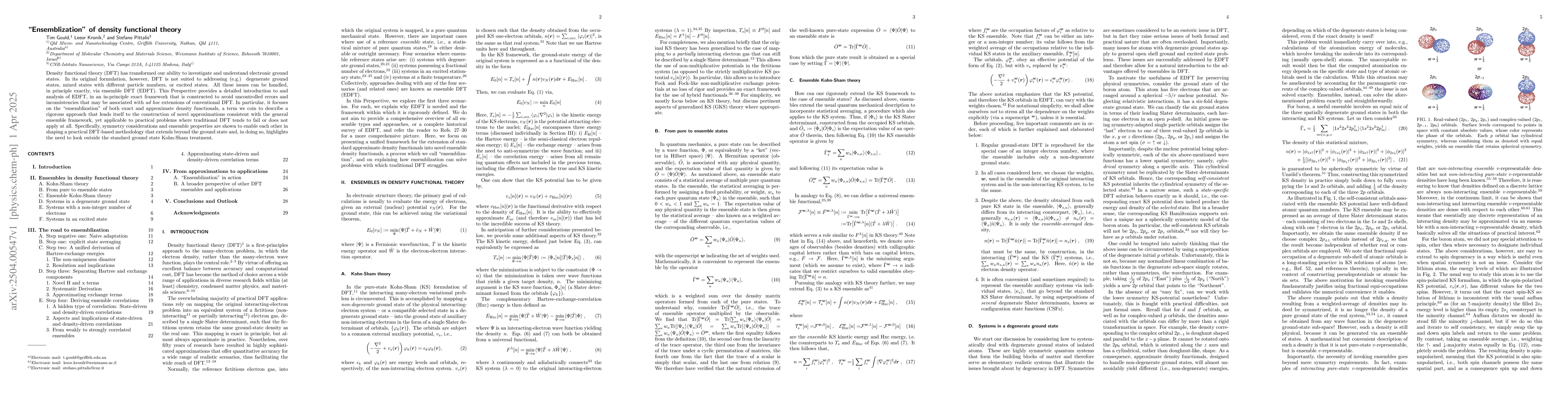 Thumbnail for "Ensemblization" of density functional theory