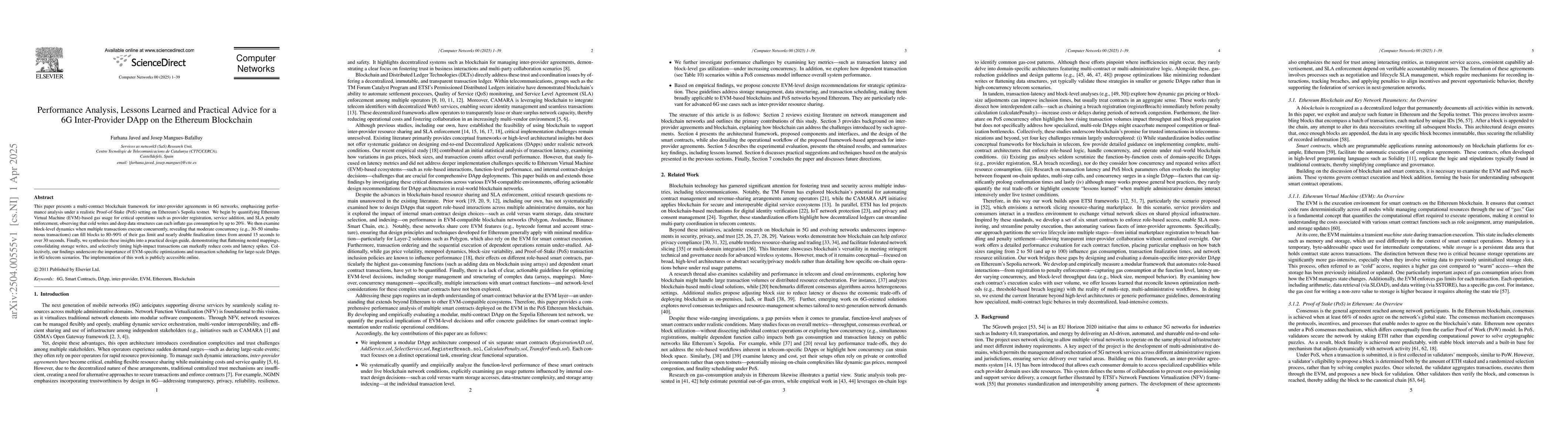 Thumbnail for Performance Analysis, Lessons Learned and Practical Advice for a 6G
  Inter-Provider DApp on the Ethereum Blockchain